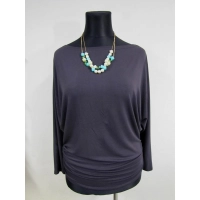 Tunika Amaya Nietoperz z marszczeniami na biodrach - grafitowy